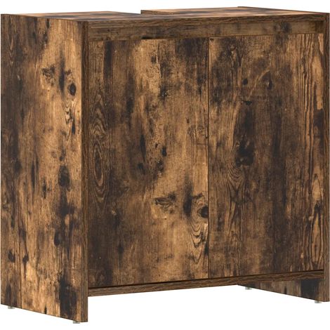 Elegante mueble de baño de diseño con espacio de almacenamiento 60 x 33 x 61 cm fabricado en madera de ingeniería acabado en roble ahumado 020048537 (1/5)