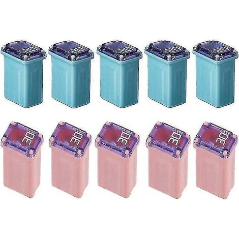 Packung mit 10 Miniatursicherungen 20 A/30 A, Typ FMM Mcase, Maxi FMM Sicherungen („langsam schmelzend“).