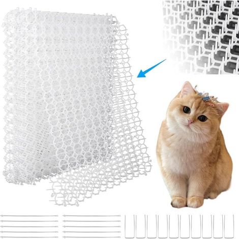 Alfombrilla blanca anti-gatos con púas, juego de 2 alfombrillas anti-derrame para gatos con púas, alfombrilla repelente para gatos de exterior de 13x49 cm con púas (1/5)
