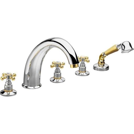 Sapho Reitano Rubinetteria Antea - Set bordovasca, montaggio a 5 fori, cromo/oro 3312