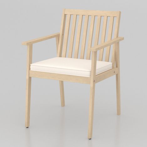 Lot de 2 fauteuils de jardin en bois d’acacia blanc grisâtre avec accoudoirs et coussins amovibles, charge maximale 180 kg par siège pour terrasse et salle à manger extérieure