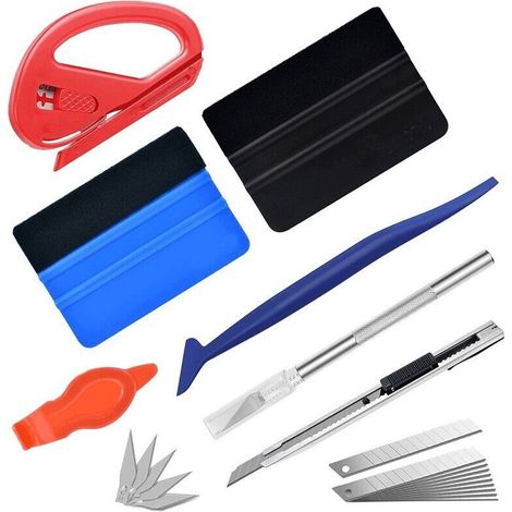 Kit de herramientas para envolver ventanas de coche con láminas de vinilo, kit de espátula para accesorios de coche, con espátula de fieltro, cuchillo de modelismo