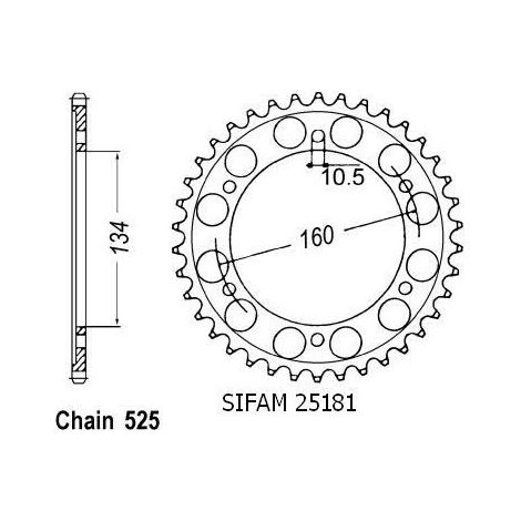 Couronne Honda Cbr 600 F1 2001 - 525 - 45 Dents - Similaire JTR1307