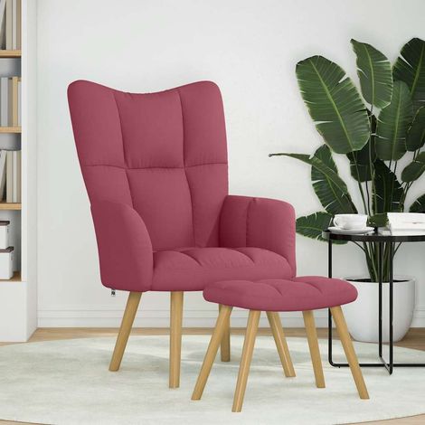 Chaise de relaxation avec repose-pied Rouge bordeaux Tissu (1/5)