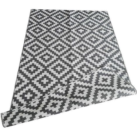 Tapis réversible intérieur/extérieur 120 x 180 cm, fabriqué à partir de plastique recyclé, léger et écologique - Superma, gris/blanc (1/5)