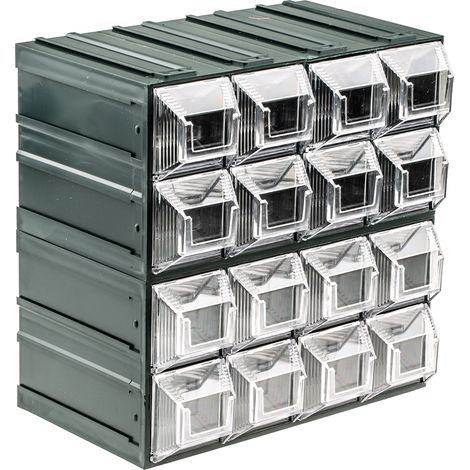 Rs Pro – Unité de stockage 16 tiroirs en plastique transparent – Dimensions 208mm x 208mm x 132mm – Rangement efficace pour petits objets (1/6)