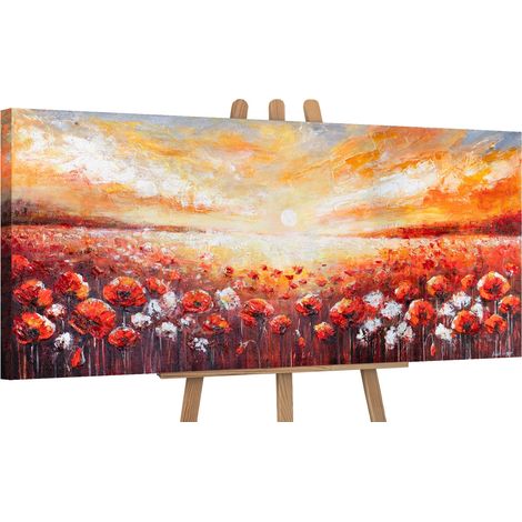 Gemälde Scharlachrote Mohnblumen auf Keilrahmen 115x50 cm (1/5)