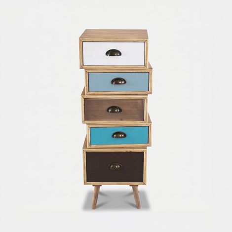 Commode gain de place en bois avec 5 tiroirs Colorado (1/5)