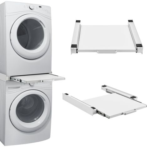 Kit de superposition universel pour appareils électroménagers avec étagère blanc (1/5)