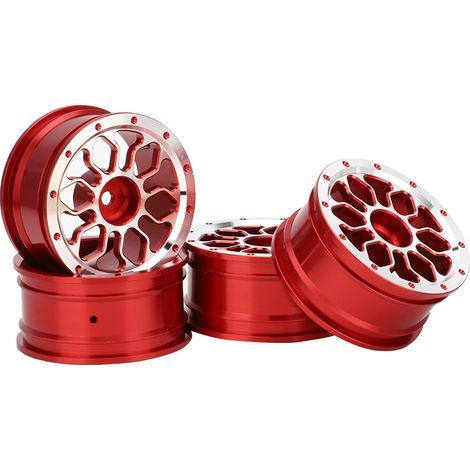 4 pièces moyeux de roue en alliage d'aluminium 1,9 pouces pour voiture télécommandée RC 1:10 de grimpe/dérive,rouge (1/5)
