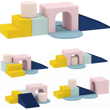 Juego de 8 Bloques de Espuma para Niños con Fundas de Terciopelo Lavables para Escalar y Gatear Multicolor (1/5)