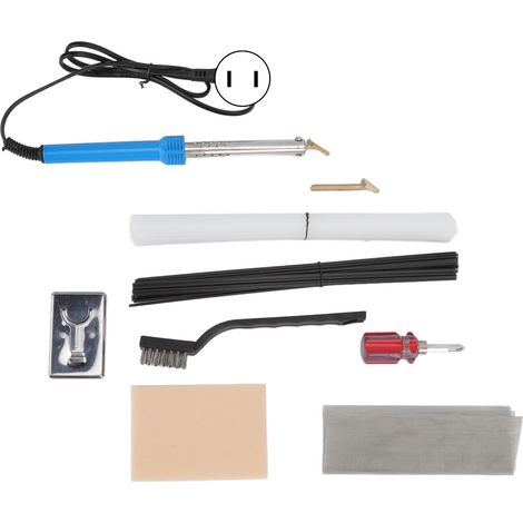 Kit de soudure plastique 80W 110V US blanc noir baguettes plastique, treillis métallique inox renforcé, papier abrasif pour pare-chocs auto, kayaks, canoës (1/5)
