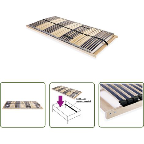 The Living Store Sommier à lattes sans matelas avec 42 lattes 7 zones 140x200 cm - Sommier À Lattes - Lit Double - Cadre Lit - Support Matelas - Base De Lit (1/5)