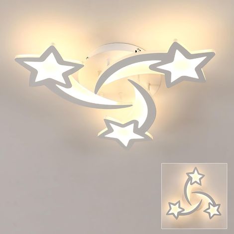 1 Plafonnier LED 38W Forme Étoile Métal Acrylique Lumière Chaude Salon Chambre
