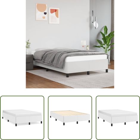 Sommeil - Cadre de lit sans matelas blanc 120x190 cm similicuir (1/5)