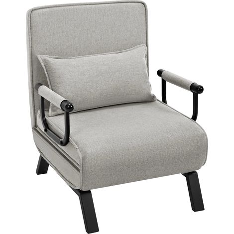 Schlafsofa 3-in-1 Leinen-Klapp mit abnehmbarem Kissen, Einzel, Hellgrau
