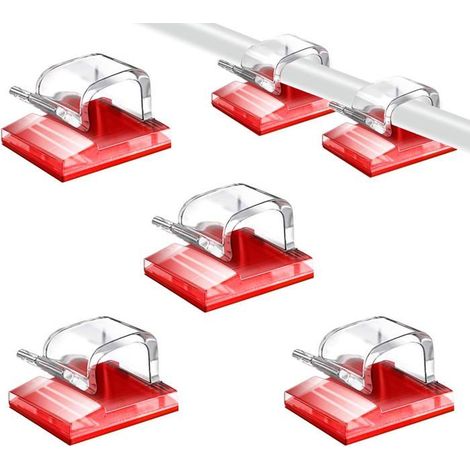Lot de 50 clips de gestion de câbles auto-adhésifs pour TV, PC, ordinateur portable, bureau, maison - Clair (1/4)