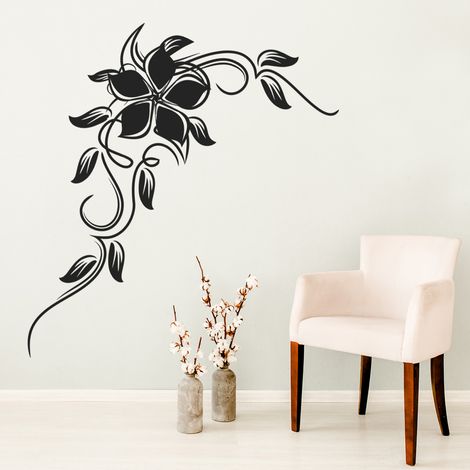 Sticker Mural - Fleur Ornement - 27x40 cm - Noir (1/3)