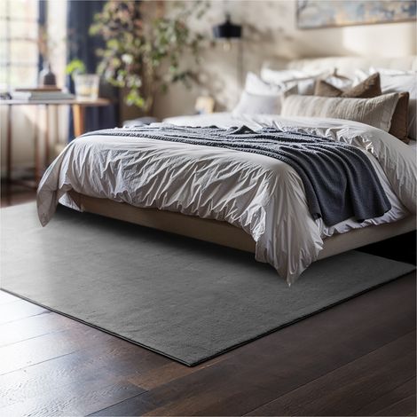 Tapis à poils ras doux hypoallergénique antidérapant 120cmx170 Gris (1/5)