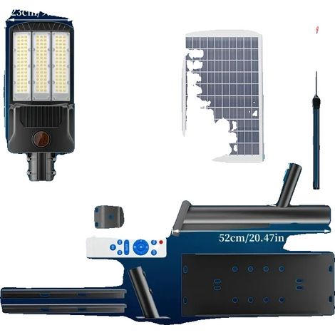 Farola solar con sensor de movimiento, resistente al agua, 2 paneles solares de 36 A. (1/2)