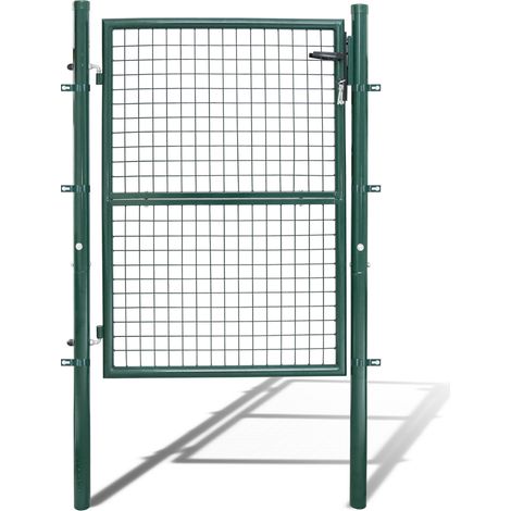 Cancello da giardino in acciaio zincato, porta da giardino, cancello per recinzione, cancello per cortile, con serratura di qualità, maniglia e chiave cancello 150 x 100 cm, verde