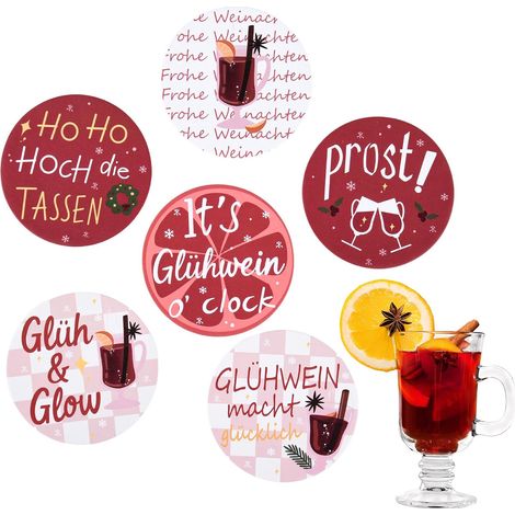 3 sets de 6 dessous de verre vin chaud Noël 10x10 cm (1/5)