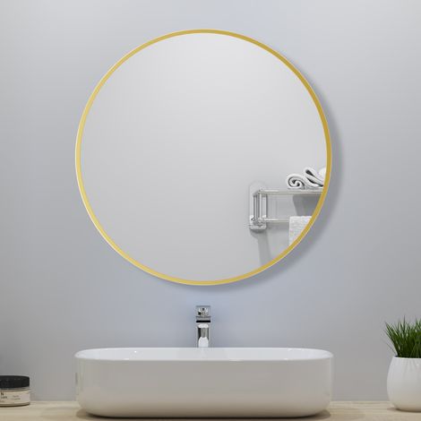 Round Wall Hanging Mirror 40cm with Gold Frame for Bathroom, Home decoration, Makeup, Shaving (1/5)