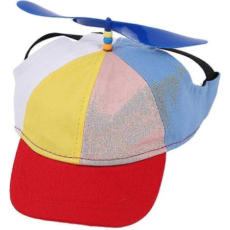 Chapeau pour animaux de compagnie, chapeau en forme d'hélice, mignon, respirant et offrant une protection UV pour chien, adapté à une utilisation en extérieur, taille moyenne, rouge. (1/5)