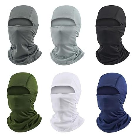Confezione da 6 passamontagna da sci, protezione solare, protezione UV, traspirante, per uomo e donna - Motorcycle Fish
