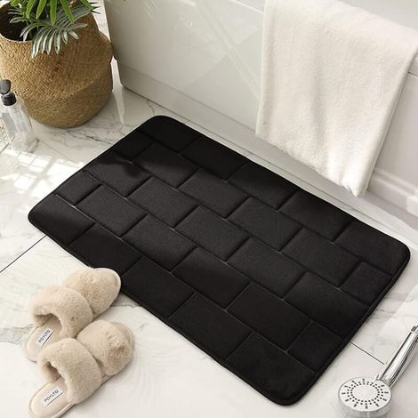 Tapis de bain en mousse à mémoire de forme antidérapant 31,5'' x 19,7'' tapis de salle de bain noir (1/4)
