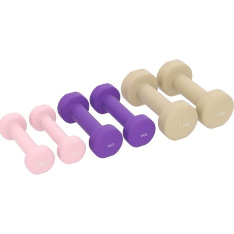 Set de 6 mancuernas con maletín 0,5 kg 1 kg 1,5 kg para casa y gimnasio HOMVRA (1/5)