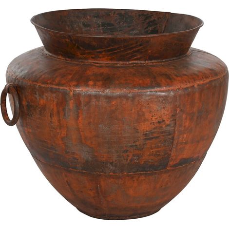 Vase design unique élégant en fer marron - Brun rustique d'inspiration antique (1/5)