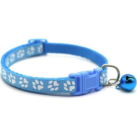 Collier pour chiot, patte en nylon avec cloches réglable libération clip (bleu ciel) (1/5)