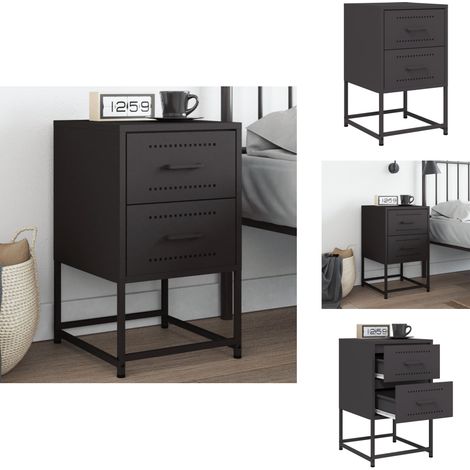 Table de chevet noir 36x39x60,5 cm acier - Table De Chevet - Table Industrielle - Meuble De Chambre - Armoire De Chevet - Rangement Nuit (1/5)