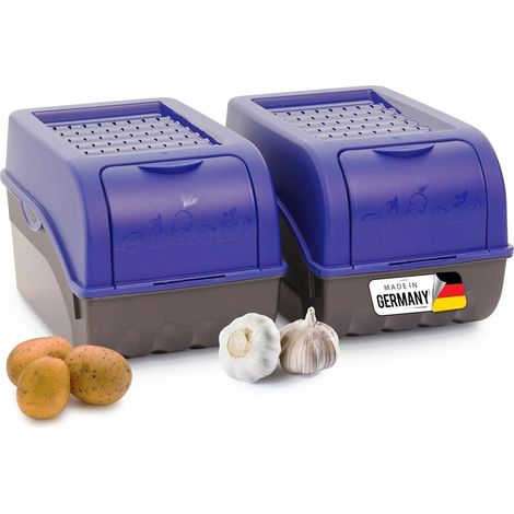 Boîte de rangement pommes de terre 2x5L bleu marine empilable