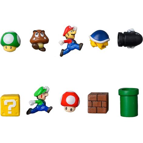 Lot de 10 mini aimants de réfrigérateur Super Mario Brothers en 3D pour réfrigérateur - Aimants amusants pour tableau blanc, casier - Aimants décoratifs pour bureau et cuisine