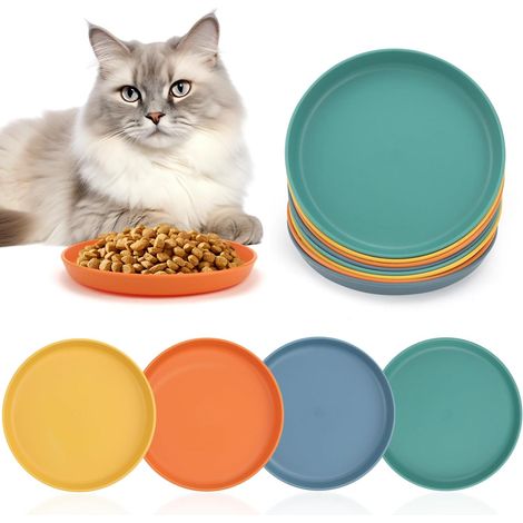 Gamelle Chat Set 8 Pièces Gamelle Plate Coloré Petite Ecuelle Chat Assiette Chat pour Les Chiots (1/5)