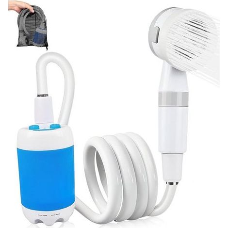 Douche Portable - Batterie Lithium 5000 mAh - Jet Réglable 3/5 L/min - Tuyau 2 M - Pour Camping Plage Jardin - 1 Pièce (1/2)