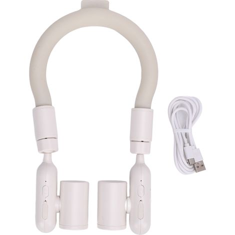 Ortviai Ventilateur Portatif Rafraîchissant pour Cou avec Tube PCM, Silencieux, Léger et Réglable sur 3 Vitesses – Blanc
