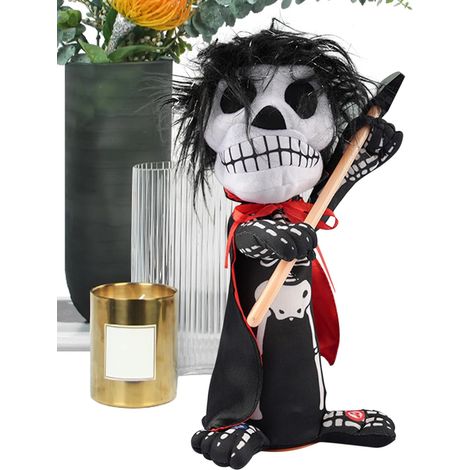 Squelettes Halloween Squelette Articulé Aux Yeux Phosphorescents Décor Sonore et Lumineux pour Maison Hantée Fête Intérieur Bureau Activités Festives (1/5)