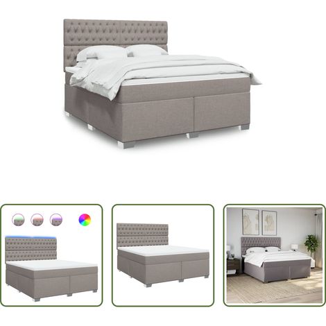 vidaXL LED-Leuchten - Boxspringbett mit Matratze Taupe 180x200 cm Stoff (1/5)