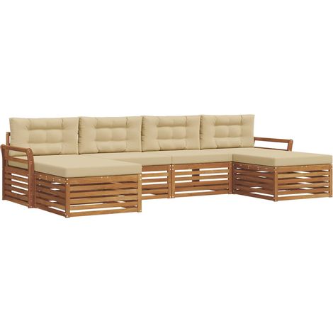 Ensembles de canapés avec coussin 6 pcs Salon de jardin Naturel et Beige (1/5)