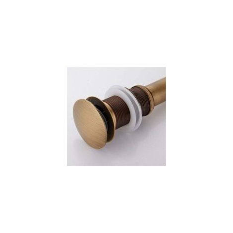 Desagüe emergente retro para lavabo sin rebosadero en latón bronceado, válvula de desagüe universal para fregadero y lavabo, sifón pulido sin orificio de rebosadero