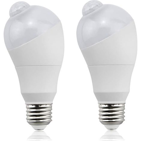 5W E27 Ampoule LED PIR infrarouge détecteur de mouvement E27 à vis Edison Veilleuse allumer/éteindre automatiquement pour cour, escalier, jardin, garage, entrepôt, etc(2pcs, Blanc Chaud 3000K) (1/5)