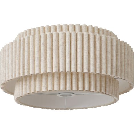 QAZQA Japandi Lampshade Beige Linen 45/45/22 - Scalloped (1/4)