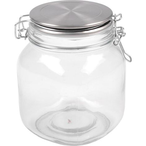 BURI Drahtbügelglas 1L mit Edelstahl-Deckel Vorratsglas Aufbewahrungsglas Vorratsdose