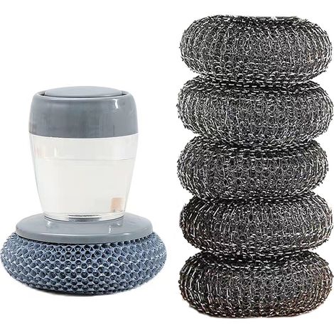 1 Brosse nettoyage,éponge métal,réservoir détergent,tête remplaçable,grill plancha cuisine (1/5)
