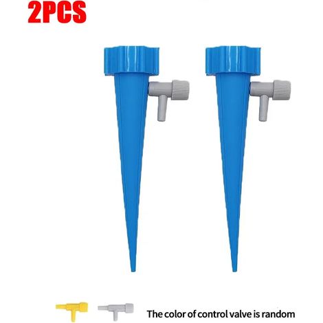 (Lot de 2 bleus) Système d'irrigation goutte à goutte automatique pour plantes à fleurs, serre et jardin. Dispositif de goutte à goutte automatique réglable. (1/4)