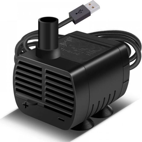 Submersible Water Pump, Aquarium Pump Adjustable 200L/H 3W Ultra-Quiet USB Pump for Pond Fish Tank Fountain Fish Tank 1.4m Cord,Black (1/5)