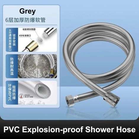 Flexible de douche à main en PVC (noir, 400 cm), universel, flexible et anti-nœuds. (1/5)